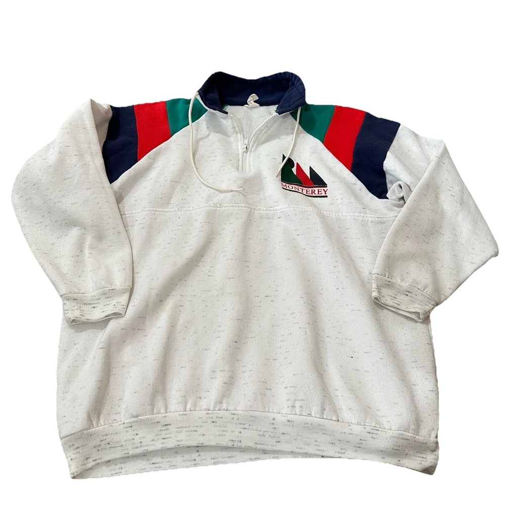 Vintage Magic Monterey Sweatshirt Half Zip 90s Made in USA Block Colors Size XL